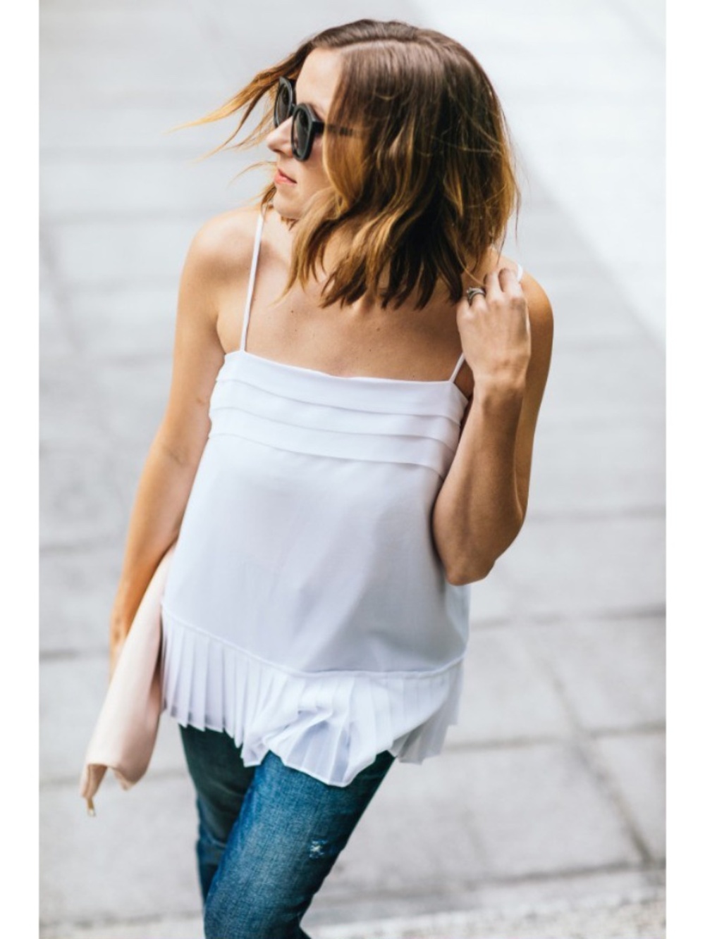 Banana Republic Multi-Stripe Pleated Cami Organic Top